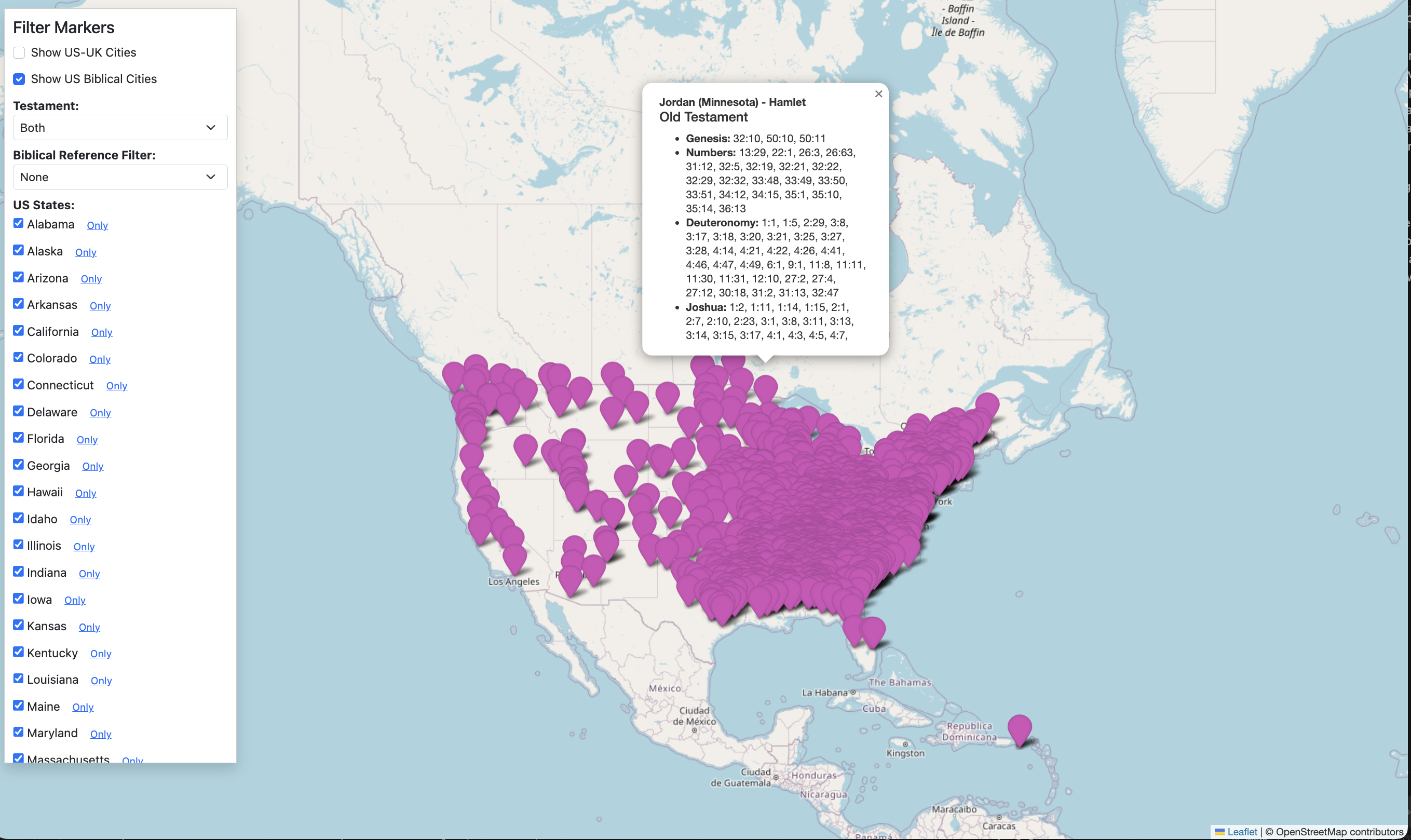 Preview of Biblical & US/UK City Names Map