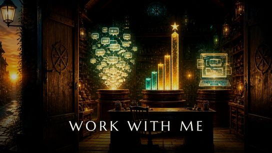Work with me: an open workshop with AI training, market positioning and a website glowing inside