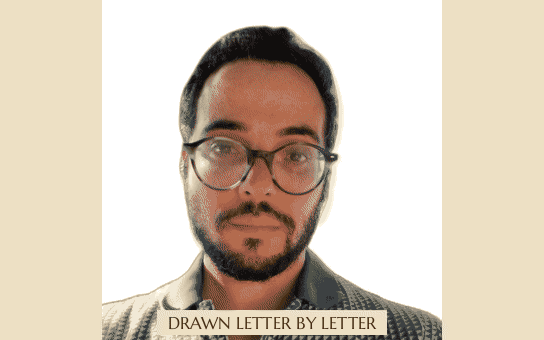 Real output from the micrography engine: a selfie of Matthew being drawn in the Hebrew text of Bereshit 1:1-3, then zooming into the letters