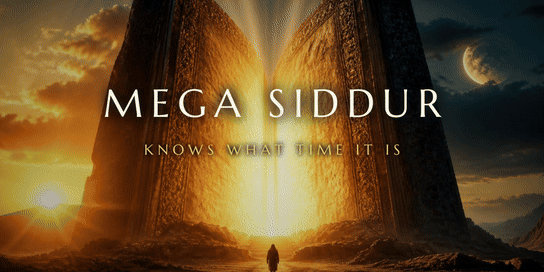 Mega Siddur: a giant prayer book glowing at dawn
